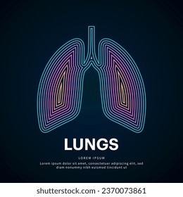 Human lung medical structure. Vector logo lungs color silhouette on a dark background. Lungs care logo vector template - EPS 10