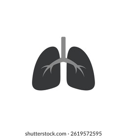 Contorno Do Órgão Pulmonar Humano. Símbolo de anatomia médica. Ilustração de vetor isolada no plano de fundo branco. Traço editável EPS 10.
