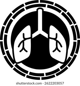 Human lung pulmonology flat circle icon for medical app and website.	