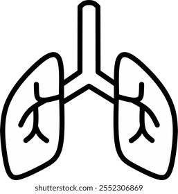 Human lung pulmonology flat icon for medical app and website 