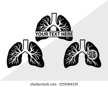 Human Lung SVG Monogram Vector Illustration Silhouette svg