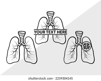 Human Lung SVG Monogram Vector Illustration Silhouette