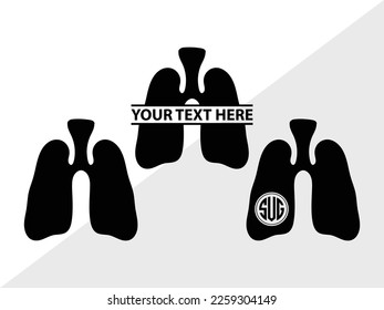 Human Lung SVG Monogram Vector Illustration Silhouette