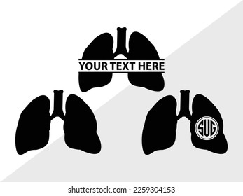 Human Lung SVG Monogram Vector Illustration Silhouette