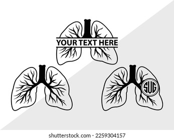 Human Lung SVG Monogram Vector Illustration Silhouette