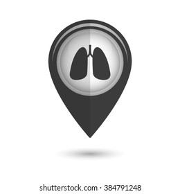 Human lung - vector icon;  black map pointer