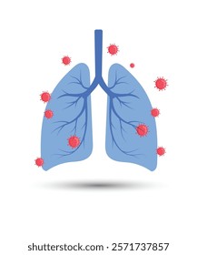 Human Lung With Virus Cells. Lung Infection Concept stock illustration