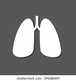 Human lung - white vector icon  with shadow