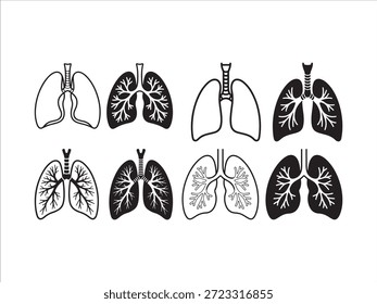 Conjunto anatómico de pulmones humanos Anatomía blanca negra Sistema respiratorio Tráquea