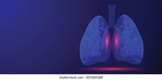 Human Lungs anatomy illustration with dark blue background.
