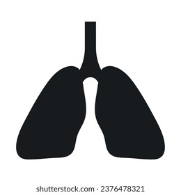 Human lungs black glyph icon. Respiratory system checkup. Silhouette symbol on white space. Solid pictogram. Vector isolated illustration