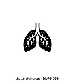 Human lungs black isolated vector icon. Lung, bronchi, human organ illustration.