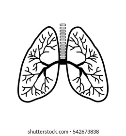 Human lungs black silhouette. Sketch. Linear icon. Vector illustration on isolated background