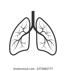 Human lungs black silhouette vector illustration isolated on white background