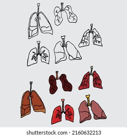 Clíparte de pulmones humanos. ilustración de línea de pulmones vectoriales.