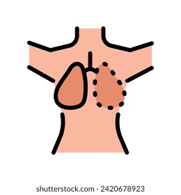 Human lungs color icon. Simple flat illustration. Respiratory system anatomy. Vector isolated drawing.