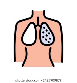 Icono de color de pulmones humanos. Ilustración de línea simple. Anatomía del sistema respiratorio. Dibujo de contorno aislado vectorial.
