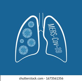 Human lungs Coronavirus pandemic SARS-Cov-2 icon. Image MERS-Cov-19 Coronavirus disease 2019 (COVID-19) quarantine 2019-nCoV Vector illustration sign