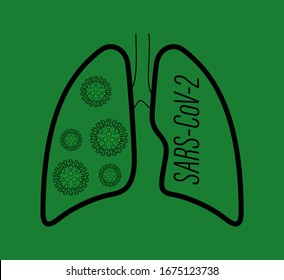 Human lungs Coronavirus pandemic SARS-Cov-2 icon. Image MERS-Cov-19 Coronavirus disease 2019 (COVID-19) quarantine 2019-nCoV Vector illustration sign