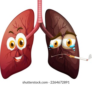 Pulmones humanos con ilustración de expresión facial