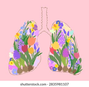 Human lungs floral decorative