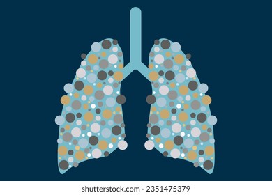 Pulmones humanos en forma de burbujas. Órgano interno de fondo azul