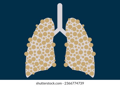 Human lungs in the form of bubbles. Internal organ on blue background