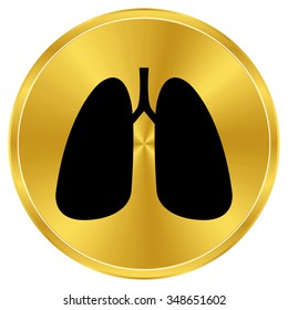 Human lungs - gold vector icon