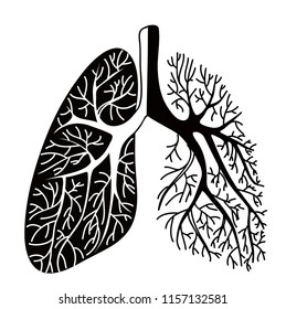 human lungs, half black half white. of the human respiratory tract. black and white image