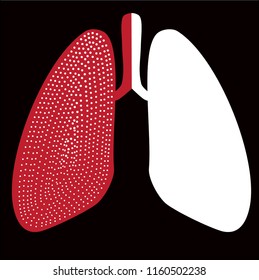 human lungs, half black half white. of the human respiratory tract. simple vector illustration