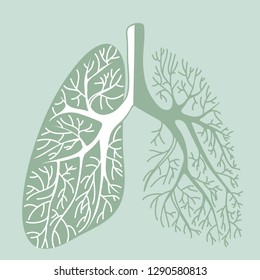 human lungs, half black half white. Human respiratory tract. simple vector illustration
