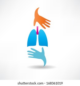 human lungs and hands icon