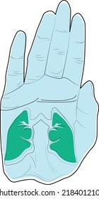 Salud de pulmones humanos y vectores de manos