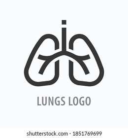 Human lungs icon. Asthma, pneumonia, respiratory diseases clinic logo template. Vector illustration.