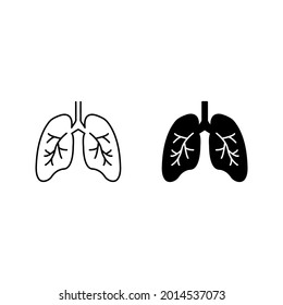 Human lungs icon. Asthma, pneumonia, respiratory diseases clinic logo template color editable