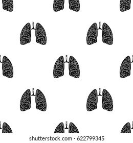Human lungs icon in black style isolated on white background. Human organs pattern stock vector illustration.