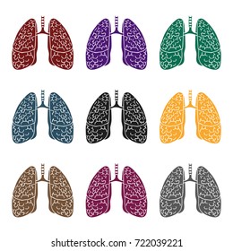 Human lungs icon in black style isolated on white background. Human organs symbol stock vector illustration.