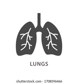 Human lungs icon. Black vector illustration isolated on white.