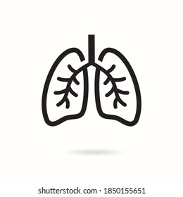 Human lungs icon. Black vector illustrations isolated on white.