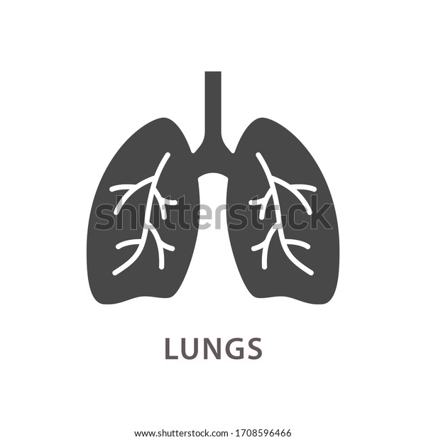 人間の肺のアイコン 白い背景に黒いベクターイラスト のベクター画像素材 ロイヤリティフリー
