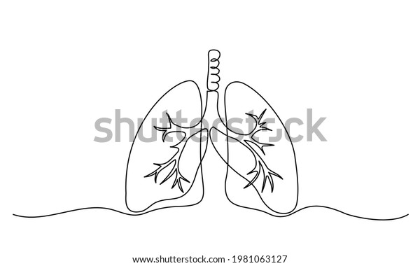 Human Lungs Icon Continuous One Line Stock Vector (Royalty Free ...