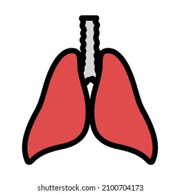Human Lungs Icon. Editable Bold Outline With Color Fill Design. Vector Illustration.