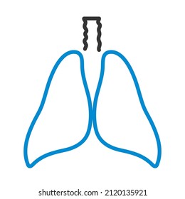 Human Lungs Icon. Editable Bold Outline With Color Fill Design. Vector Illustration.