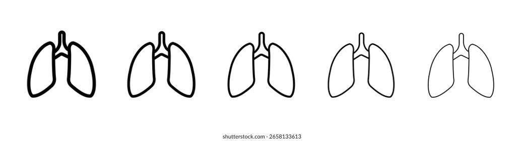 Logotipo de conjunto de ilustración plana de icono de pulmones humanos