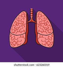 Human lungs icon in flat style isolated on white background. Human organs symbol stock vector illustration.