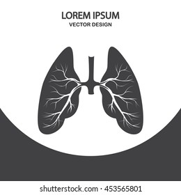 Human lungs icon on the background