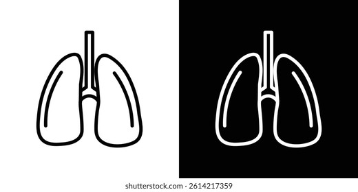 Human lungs icon outline collection for web design
