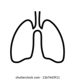 Human lungs. Icon of human lungs in outline style over white background. Vector illustration