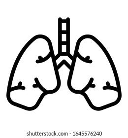 Menschenlunge-Symbol. Umriss der Vektorillustration menschlicher Lungen Symbol für Webdesign einzeln auf weißem Hintergrund