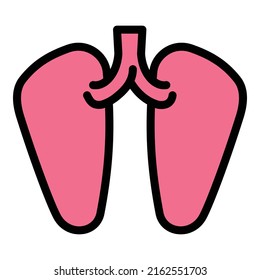 Vector de contorno de icono de pulmones humanos. Donante de órganos. Donación médica